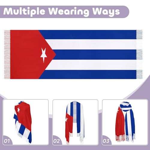 Tassel Scarves for Women,Patriotic Theme Flag Pattern Long Shawl Wraps Scarf Warm Printed Scarfs for Winter Fall Scarves-974