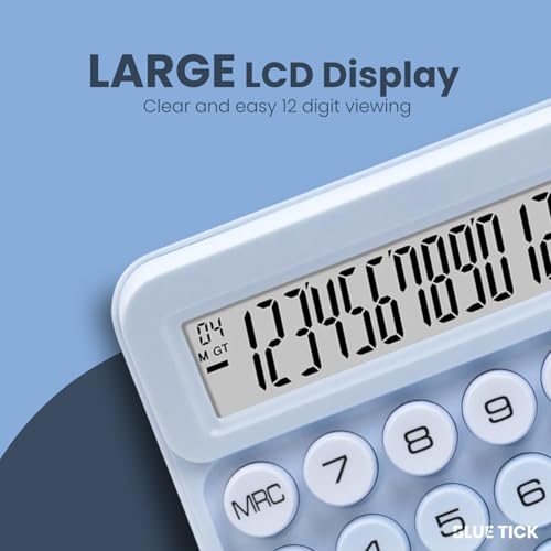 Image of Blue Tick CandyPop Calculator - Dual Power Solar & Battery with Retro Design & Large Candy Buttons (Blue)