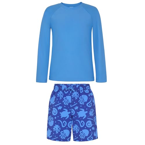 Image of Saint Eve Kids 2 Piece Swim Suit Short & Trunks Set with UPF 50+ Protection - Rash Guard Swimsuit Top & Shorts Sets for Boys