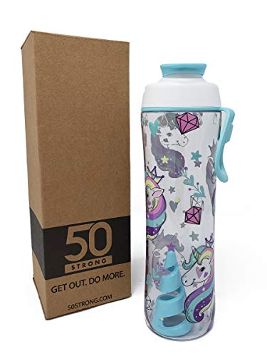 50 Strong BPA-Free Unicorn Protein Shaker & Mixer Bottle - Mixes Shakes, Powder