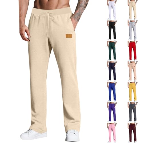 Mens Sweatpants Baggy Open Bottom Casual Pant Elastic Waist Workout Athletic Joggers Pockets Sweat Pants