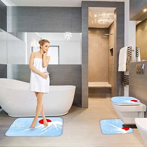 Badematte Japan Mount Fuji Badematten Set rutschfest Waschbar Badgarnitur 3teilig - WC Deckelbezug U-förmigen Contour… – Bild 6