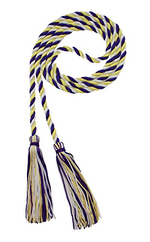 Image of Graduation Honor Cord - Purple /Maize /White - Every School Color Available - Made in USA