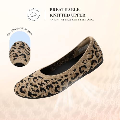 Image of DREAM PAIRS Women's Dress Knit Ballet Comfort Flats | Comfortable Round Toe Slip-On Flexible Portable Breathable Dress Office Flats for Daily Walking and Travel