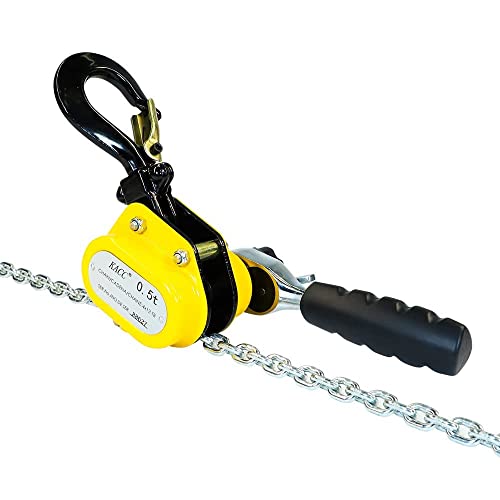 Toriexon 550Lbs Manual Lever Chain Hoist Mini Puller 1/4 Ton Capacity Portable Chain Come Along 5 Feet Lift G80 Chain Ratchet Lever Hoist With Hook #TOP2