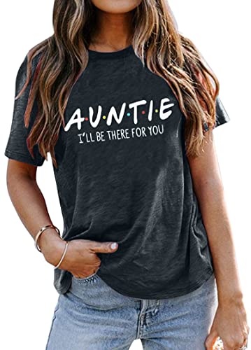 Aunt Shirt for Women Auntie Shirts Funny Auntie Life Rainbow Love Short Sleeve Adult Graphic Tee