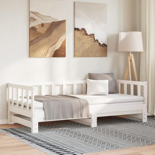 Sophrelle Sofá Cama Nido sin colchón Madera Maciza Blanco 90x190 cm Blanco,836163