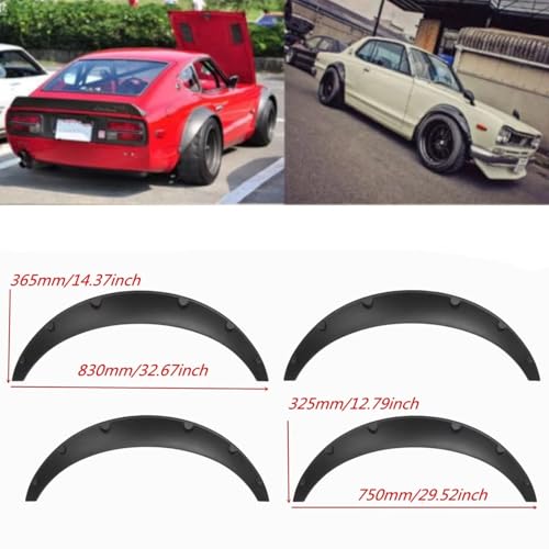 Guardabarros negro universal para coche (set de 4 piezas con arcos de rueda flexibles) 6