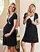Ekouaer Nursing Nightgown Delivery and Labor Gown for Hospital Short Sleeve Maternity Breastfeeding Dress Black XXL