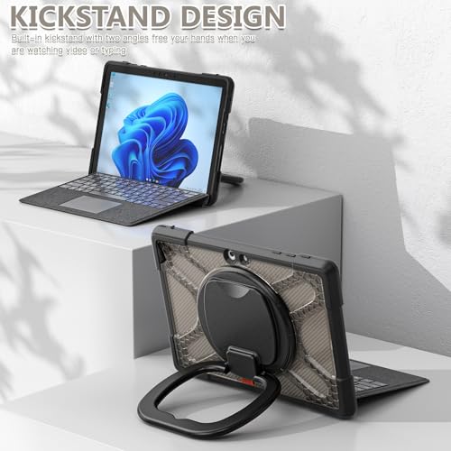Coque Surface Pro 7 antichoc avec béquille rotative 360 degrés marron