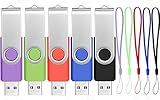 Diseño Giratorio - Pen drive de 4 GB, El clip metálico giratorio de 360° puede proteger el conector USB cuando no se usa la memoria USB. El bucle integrado simplifica la conexión a un llavero