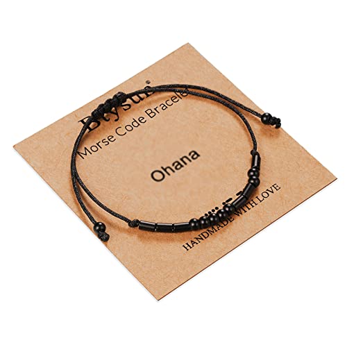 Image of Morse Code Bracelets for Women Inspirational Gifts for Her Adjustable Black Adjustable Braided Men Bracelets Motivational Best Friend Birthday Gifts for Sister Daughter Mom Dad Christmas Jewelry