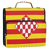 Carpetas de 3 anillos en D de 1 1/2 pulgadas con cremallera y bandera de la provincia de Girona, organizador escolar con correa para el hombro, cartera personalizada con capacidad para 500 hojas