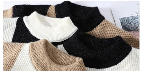 Mens Long Sleeve Plaid Sweater Crew Neck Oversized Pullovers Jumper Knitted Casual Top3