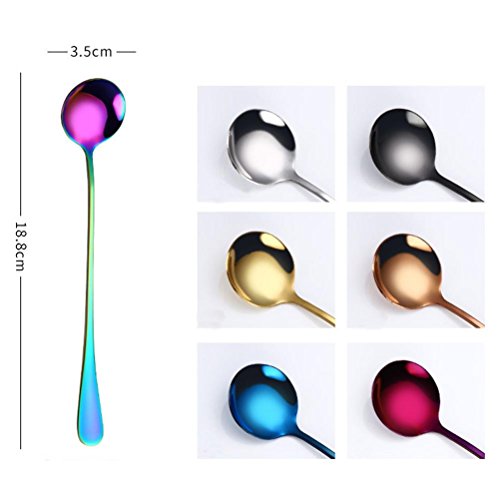 NewKelly Colorful Spoon Long Handle Spoons Flatware Coffee Drinking Tools Kitchen Gadget (Multicolor)