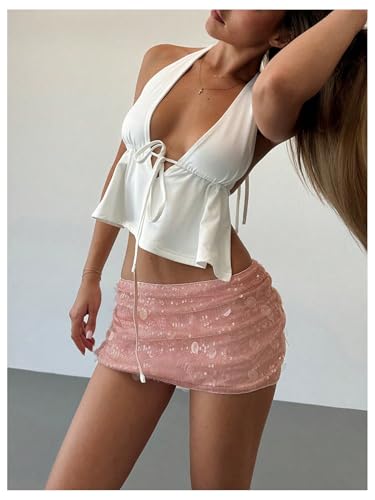 Image of Floerns Women's Sequin Low Waist Mini Skorts Night Out Skirt Shorts