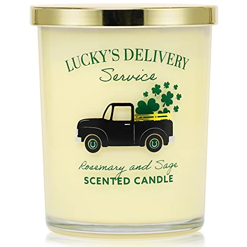 St. Patricks Day Scented Candle Candle Gifts Soy Wax Irish Luck Sage Rosemary Scent 10oz Holiday Candle Gift