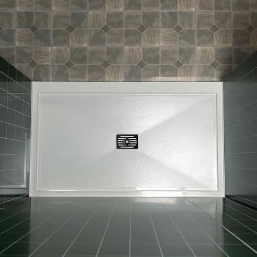 WOODBRIDGE 48" x 36" Solid Surface Shower Base in White with Center Drain,Single Threshold,Slip-Resistant Shower Pan for Alcove Installation by WOODBRIDGE - Used condition - Image 4