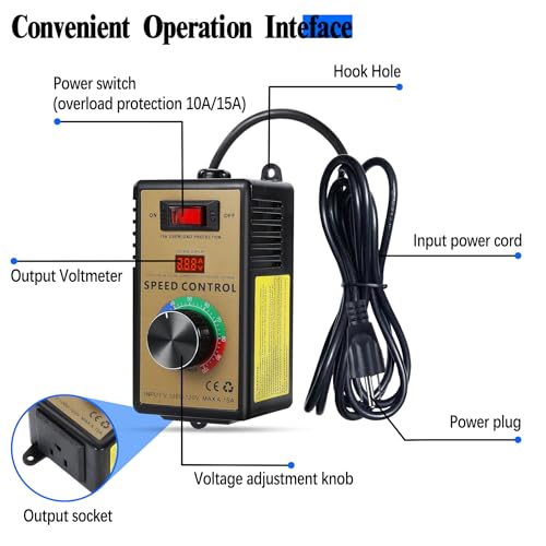 Bosytro BSKZQ-4000W-CK Fan Speed Controller, Ac Motor Speed Controller 120V, Rheostat Variable Speed Control Ac 120V thumb #2