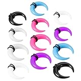 Baluue 12 Piezas Anillos Acrílicos Forma de Herradura para Septum y Oreja Expansores para Cartílago Nasal y Perforación de Oreja para Estilo Único y Versátil