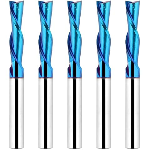 EANOSIC 5PCS Downcut Spiral Router Bits Set,1/4 Inch Shank 1/4 Inch Cutting Diameter 1 Inch Cutting Length, Solid Carbide CNC Router Bit for Woodworking Engraving Carving Cover