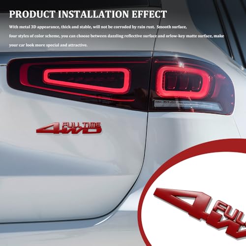 Image of 4x4 Emblem Sticker, Metal Car Emblems, 3D Fender Badge Decal Car Sticker, Universal 4X4 Emblem Badge 3D Logo Car Exterior Accessories Fit for SUVs Trucks Pickups (4WD, Red)