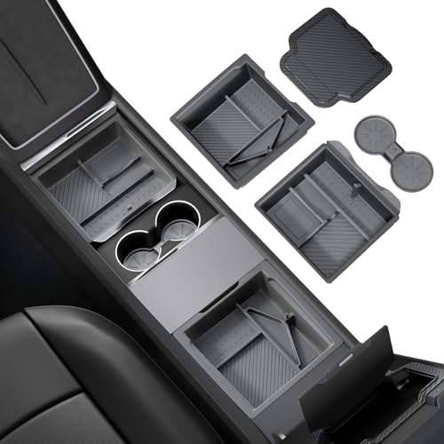 REVEAA Model Y Juniper Center Console Organizer Tray 2-layer, 4pcs, gray