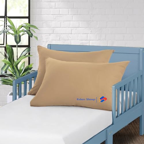 Image of Toddler Travel Pillow Cases 12x16, Pack of 2 Zipper Closure Pillow Cover 100% Cotton Small Pillowcase, 500 Thread Count Nersury Pillowcase 12x16 inch, Taupe