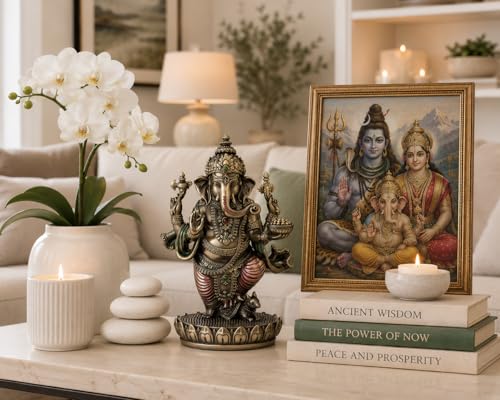 Estatua de Ganesh de Resina y Bronce 7.5 pulgadas miniatura 2