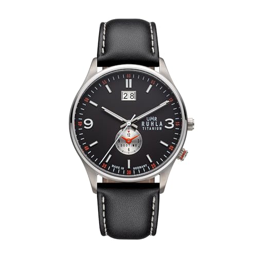 Montre Quartz UMR RUHLA pour Homme avec Bracelet en Cuir Noir Élégant RCL17084