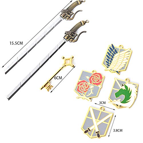 Ppone Attack On Titan Keychain Set,Eren's Keychain Cosplay Necklace Pendant Charm Accessories (10 Pieces ) #TOP2