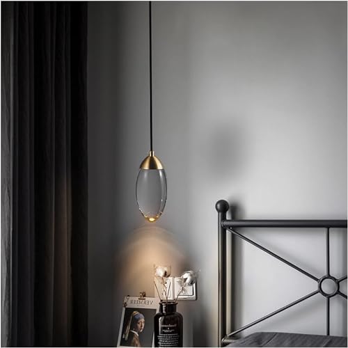 Lampe de suspension moderne LED en cristal et cuivre Lalmans pour couloir
