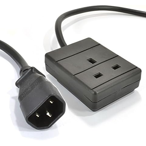 Invero® 0.5M IEC C14 Cable Connector Plug to 1 Gang Mains Power Lead 13 Amp UK Socket 0.5 Metre - Black Cover