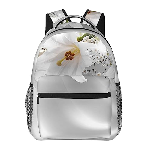 Sac à dos de voyage ordinateur portable noir lys blanc léger mixte