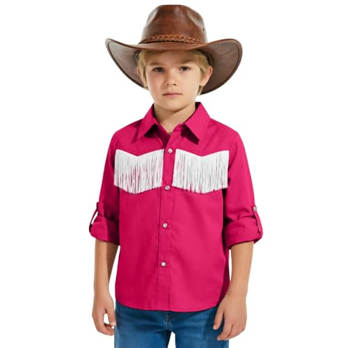 Camisa vaquera con flecos estilo años 70 con acabados tradicionales de botones a presión