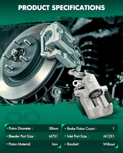 Image of SCITOO Rear Left Disc Brake Caliper Assembly 343644 For Audi,For Volkswagen | Models - For A3 2010-2013,For Beetle 2013-2019,For Golf 2011,For Jetta 2012-2018