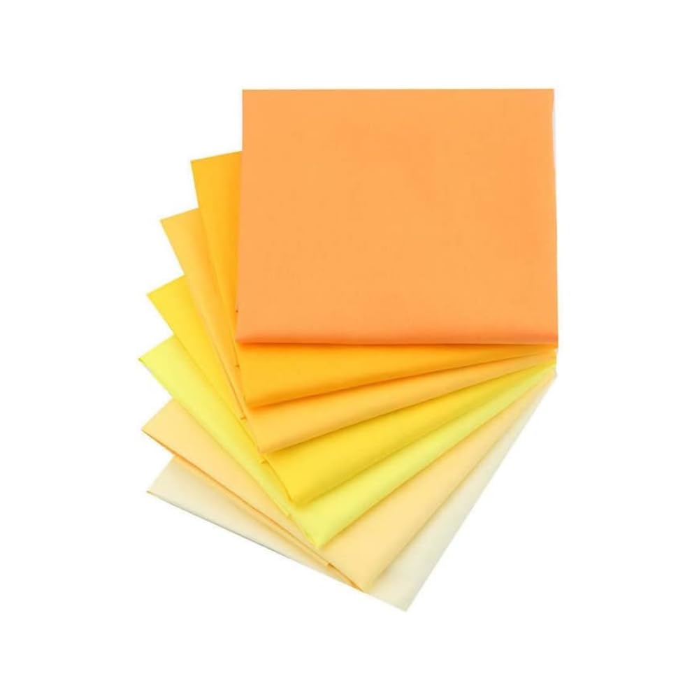CraftsFabrics 7pcs/ Lot (16'' x 20'') Yellow Pastel Solid Colour Twill Cotton Fat Quarters Bundle 100% Cotton Precut Fabric Squares for DIY Sewing, Quilting, Scrapbooking, Patchwork, Clothing