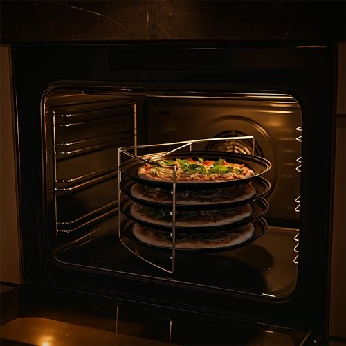 Plaque à pizza antiadhésive en acier au carbone avec support de cuisson vertical - 3