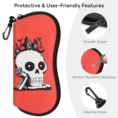 Image of Sunglasses Case with Belt Clip, Ultra Light Neoprene Zipper Soft Padded Glasses Case for Women Men