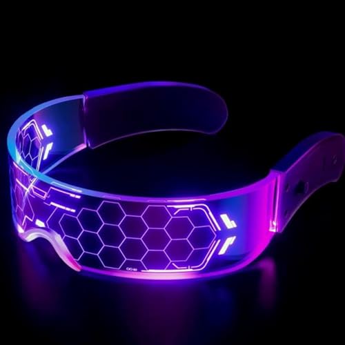 サイバーパンク 光る メガネ 未来 7色 LEDグラス おもしろめがね パーティーグラス コスプレ おめん サングラス ミライのメガネ 面白メガネ 撮影用小道具 光るグラス 11モード (Bサイバーパンク)