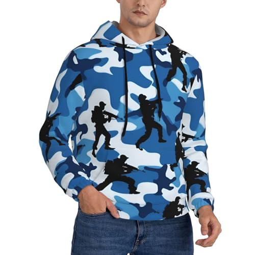 Sweat à capuche bleu camouflage homme pour un style casual au quotidien