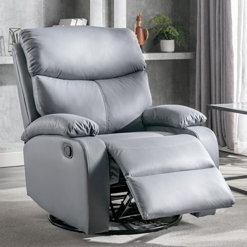 Image of GNMLP2020 Rocker Swivel Recliner Chair, Rocking Recliner Chair Made of Microfiber Technical Cloth, Manual Small Recliners for Small Spaces Reclining for Living Room, Light Grey
