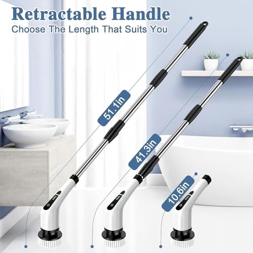Image of 9 in 1 Cordless Electric Spin mop Floor Cleaning Machine Electric Spin Scrubber, Cleaning Brush, Shower Scrubber Power Cleaning Brush with Extension Handle, Bathtub Grout Tile Floor