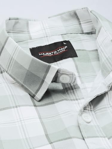 Image of Majestic Man Comfort Slim Fit Pure Cotton Checked Casual Shirt