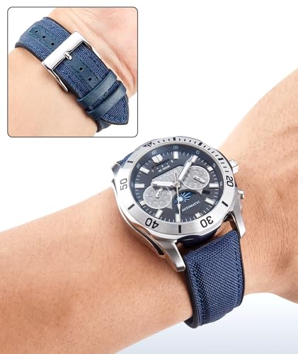 Image of BINLUN Nylon Silicone Watch Bands 18mm 19mm 20mm 21mm 22mm Quick Release Canvas Rubber Hybrid Watch Strap Replacement Watchband for Men Women 9 Colors Silver /Black Buckle