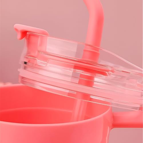 Image of Large Handle Water Bottle with Straw for Desk, Office, Travel - 1200 /900 /300 ML Gradient & Matte Hydration Bottle Set (Pink)