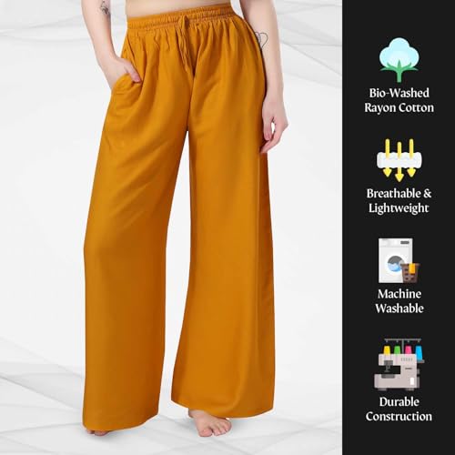 Image of TRASA Women's and Girls Cotton Reyon Regular Fit Palazzo Pants - Available Size - L, XL, 2XL, 3XL