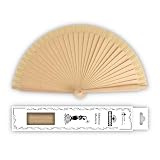 H.U.S.L Home Universal® Abanicos Madera Españoles Artesanales con Tela Lisa 23cm, Detalles para los Invitados, Regalos de Boda, Fiestas, Comuniones y Otros Eventos (Madera Natural (Liso))