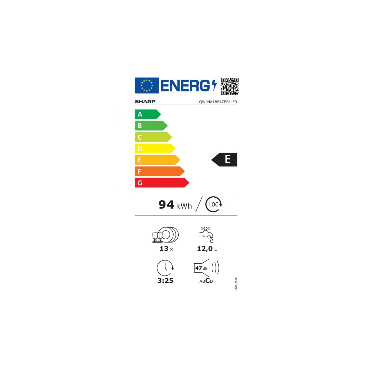 Lave-vaisselle 60cm 13 Couverts 47db QWNA1BF47ES1