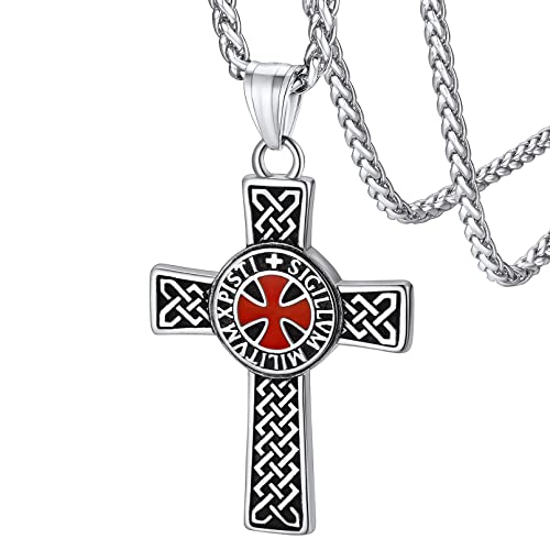 FaithHeart Cruz Templaria Acero Inoxidable 316L de Hombres Colgante Cruz Medieval de Religión Joyerías Religiosas de Estilo Vintage Amuleto de Protección para Padres Cover